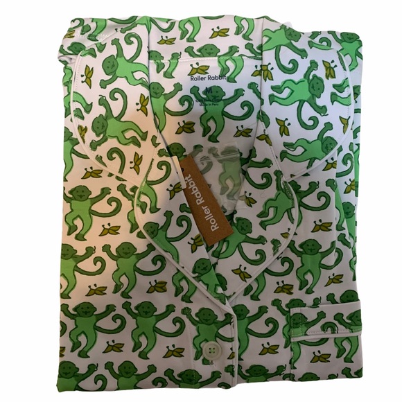 Roller Rabbit Green Monkey  Pajama Set Medium - Picture 5 of 8
